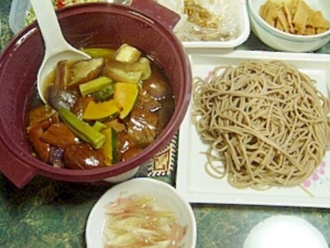 ベジおかず☆夏野菜の鶏南蛮つけ蕎麦